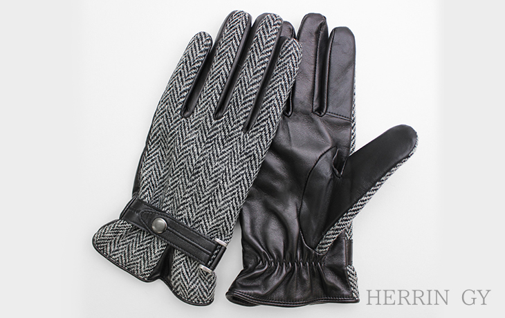 日本製の革手袋 | メンズ ハリスツイード タッチパネル対応 -クロダ